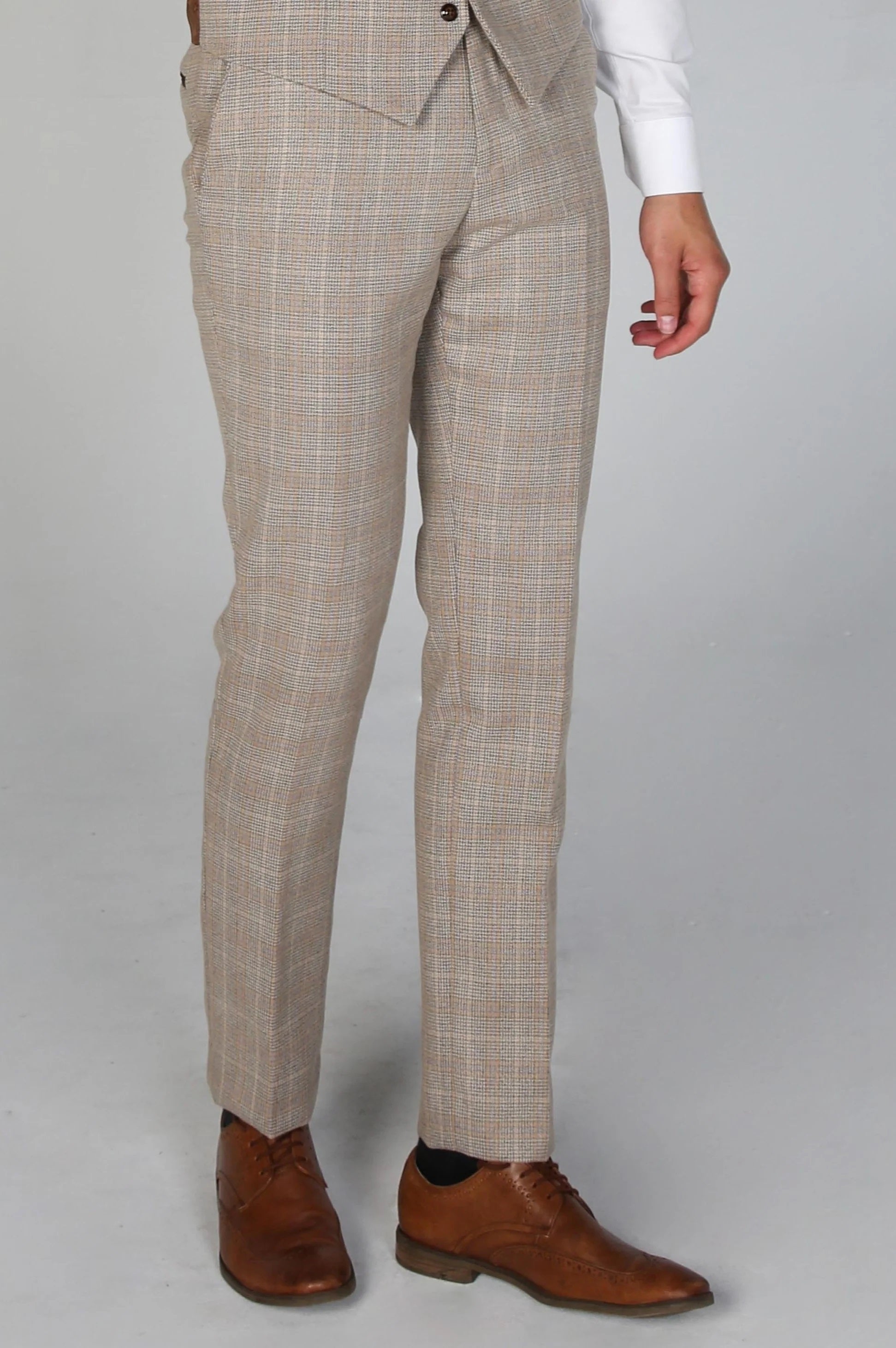Men's Beige Straight Fit Trousers