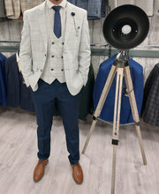 Load image into Gallery viewer, Radika Light Grey 3 Piece Suit With Navy Trouser
