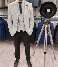 Load image into Gallery viewer, Radika Light Grey 3 Piece Suit With Black Trouser