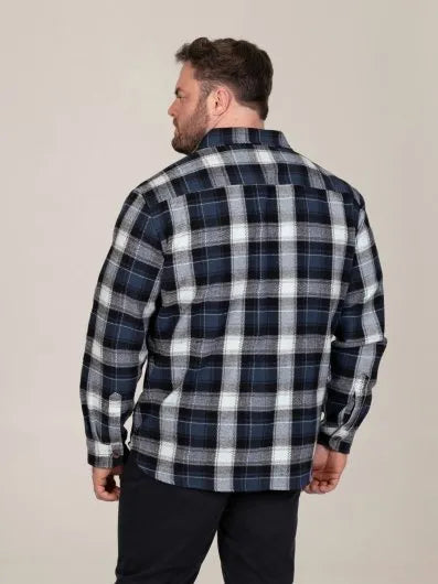 NEWMAN Navy Check Shacket Overshirt