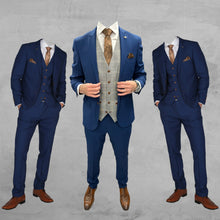 Load image into Gallery viewer, Mayfair Blue Jacket & Trouser with Francis grey waistcoat + Mayfair Blue Wedding Quotation