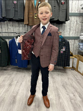 Load image into Gallery viewer, 1880 Conan Salmon Pink 3 Piece Suit with navy trouser