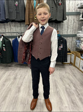 Load image into Gallery viewer, 1880 Conan Salmon Pink 3 Piece Suit with navy trouser