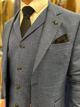 Load image into Gallery viewer, Prince Of Wales Blue Jacket & Waistcoat - Black Trousers