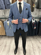 Load image into Gallery viewer, Phantom Blue 3 Piece Suit With Black Trouser