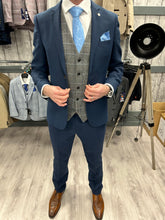 Load image into Gallery viewer, Calvin navy 2 piece with harris grey waistcoat suit for hire