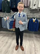 Load image into Gallery viewer, Boy's Mark Sky Blue 3 Piece Suit with navy trouser