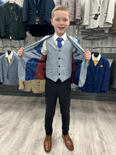 Load image into Gallery viewer, Boy's Mark Sky Blue 3 Piece Suit with navy trouser