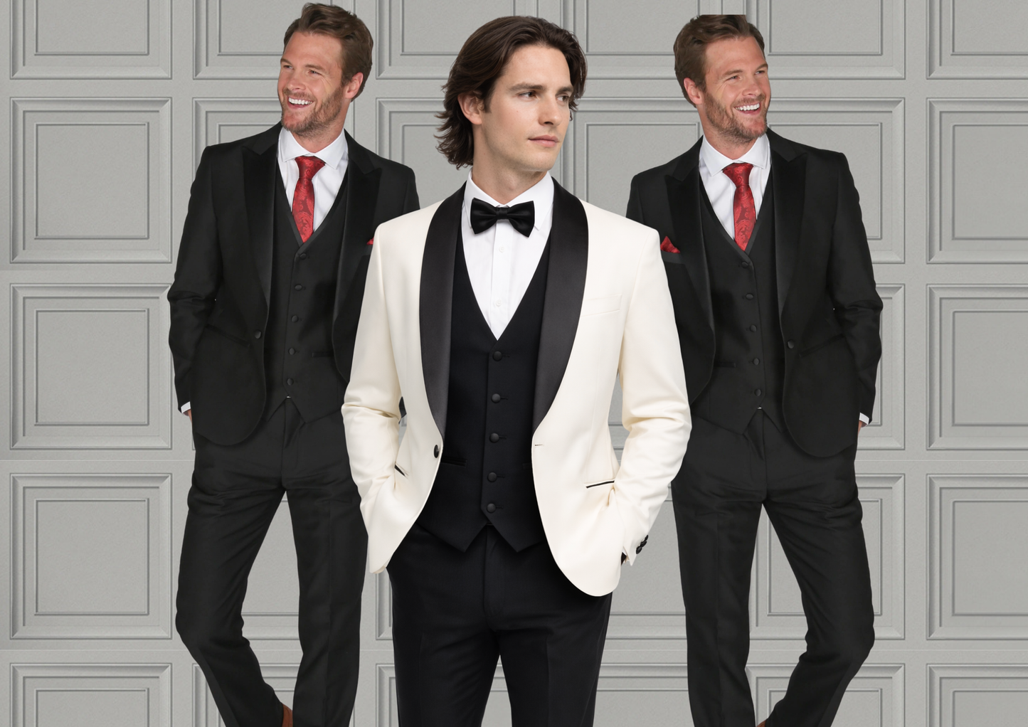 MJ's Ecru Tux + Harry Tux 1