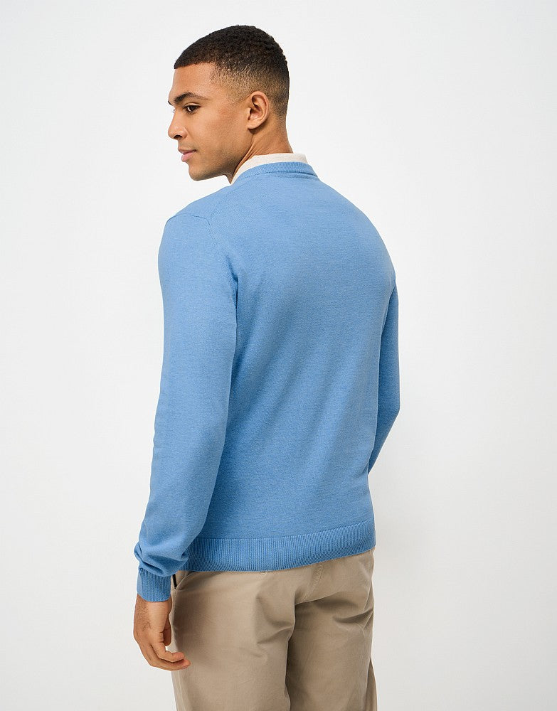 Cotton Crew Neck Jumper in Blue