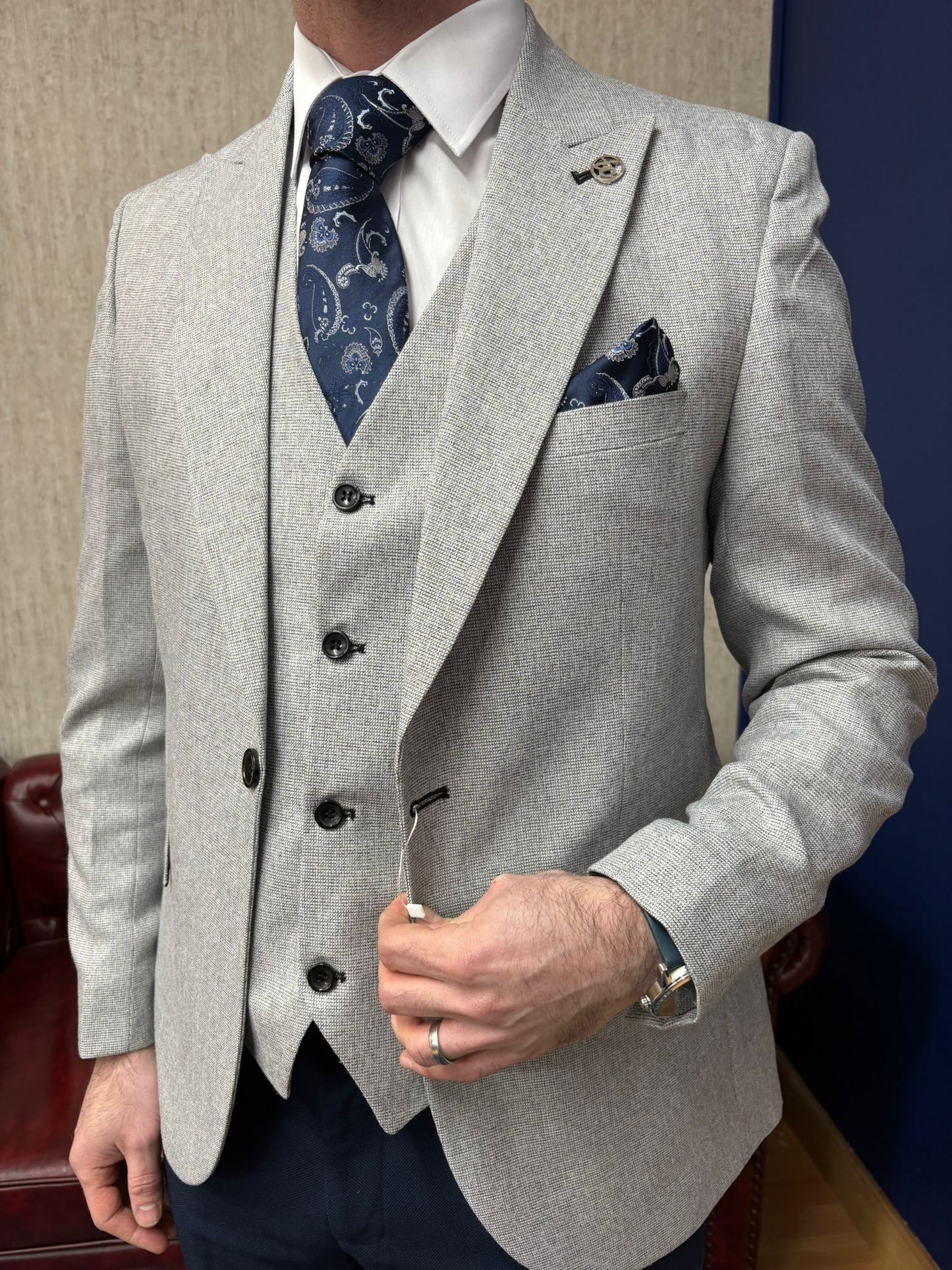 Martin with navy trousers