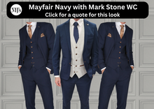 Load image into Gallery viewer, Mayfair Navy Jacket & Trouser with Mark Stone waistcoat + Mayfair Navy Wedding Quotation (Copy)