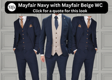 Load image into Gallery viewer, Mayfair Navy Jacket & Trouser with Mayfair Stone waistcoat + Mayfair Navy Wedding Quotation (Copy)