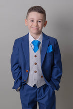 Load image into Gallery viewer, Mayfair Blue Boys 3 Piece Suit with Mark Stone waistcoat