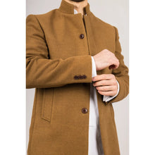 Load image into Gallery viewer, Tan Funnel Neck Wool Blend Overcoat