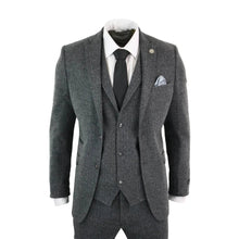Load image into Gallery viewer, Men's Charcoal 3 Piece Tweed Suit Herringbone Suit