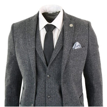 Load image into Gallery viewer, Men's Charcoal 3 Piece Tweed Suit Herringbone Suit