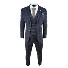 Load image into Gallery viewer, Kempson Men's 3 Piece Navy Tweed Wool Blend Suit