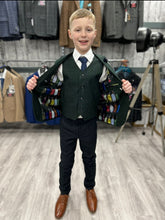 Load image into Gallery viewer, Cavani Olive Green 3 Piece Suit with navy trouser