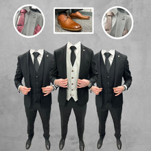 Load image into Gallery viewer, Parker Black with Mark Stone Waistcoat + Parker Black Hire Wedding Quotation
