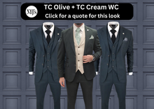 Load image into Gallery viewer, TC Olive + TC Cream Waistcoat Wedding Quotation