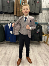 Load image into Gallery viewer, 1880 Tiarnan Rose Water Pink 3 Piece Suit with navy trouser