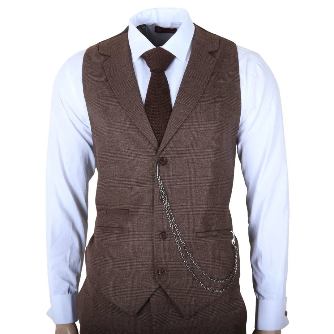 MJ's Brown Prince Of Wales 3 Piece Suit