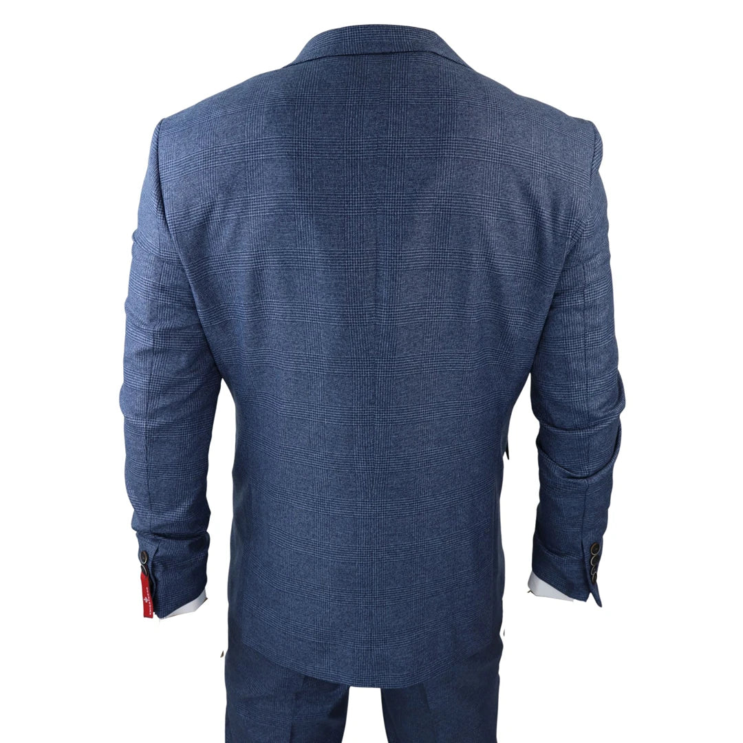Blue Prince Of Wales 3 Piece Suit