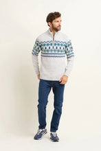 Load image into Gallery viewer, Grey and Blue Fairisle Quarter Zip Jumper