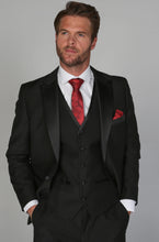 Load image into Gallery viewer, Harry black tux 3 piece suit for hire