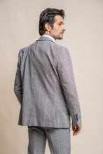 Load image into Gallery viewer, Arriga Light Grey Checked 3 Piece Suit With Navy Trouser