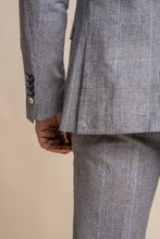 Load image into Gallery viewer, Arriga Light Grey Checked 3 Piece Suit With Navy Trouser