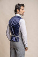 Load image into Gallery viewer, Arriga Light Grey Checked 3 Piece Suit With Navy Trouser