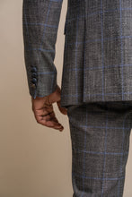 Load image into Gallery viewer, Power Grey Checked 3 Piece suit for hire