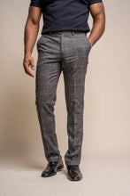 Load image into Gallery viewer, Power Grey Checked 3 Piece suit for hire