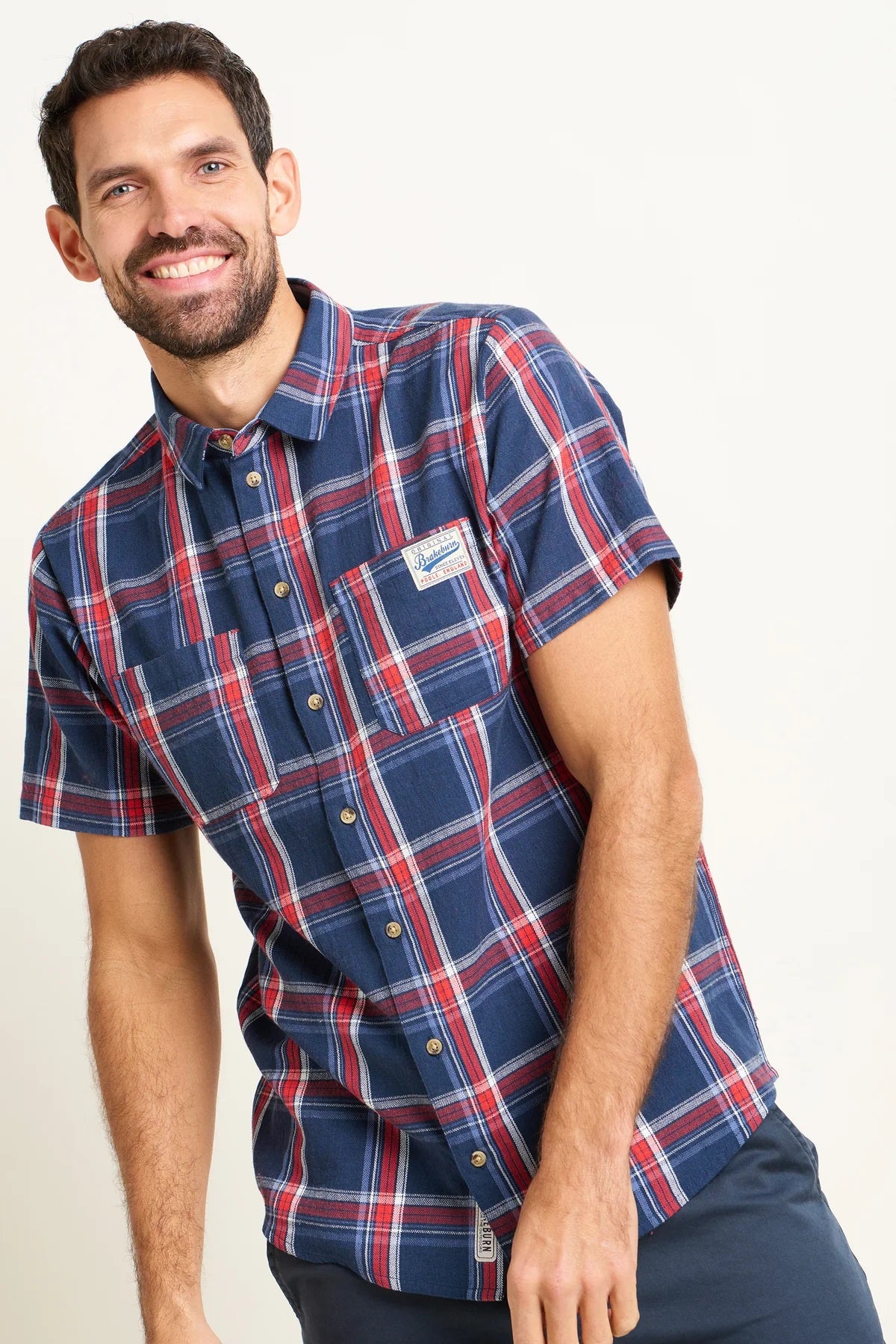 Navy Checked SS Shirt
