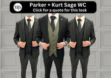 Load image into Gallery viewer, Parker Black with Kurt Sage Waistcoat + Parker Black Wedding Quotation