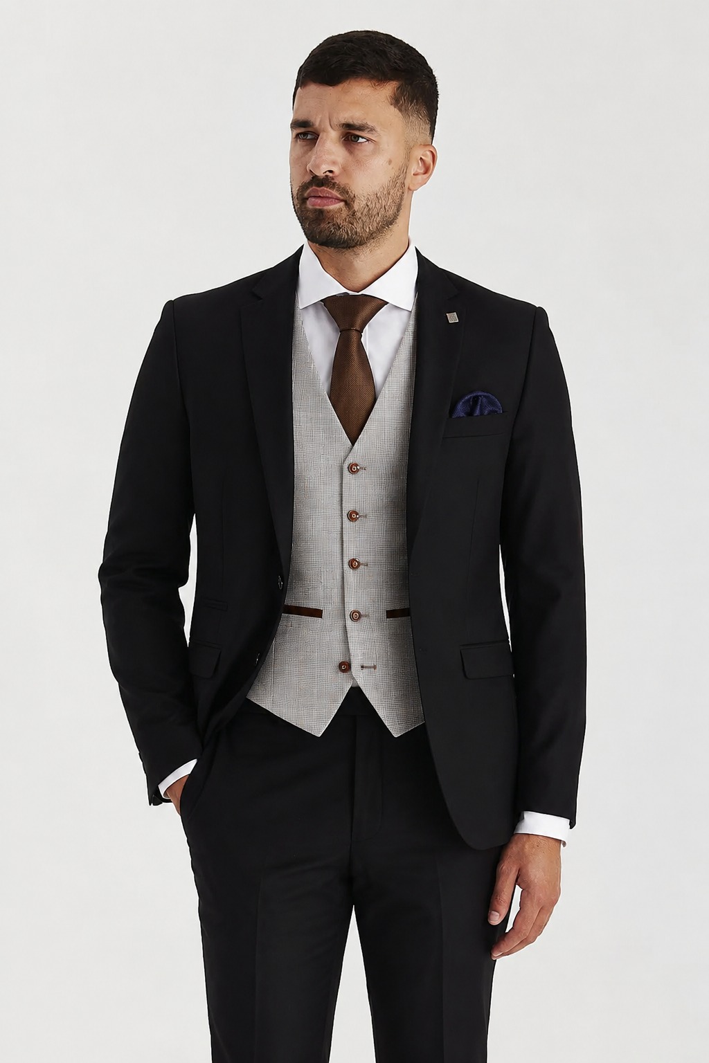 Parker Black with Leo Beige Waistcoat