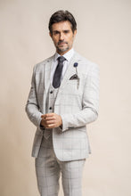 Load image into Gallery viewer, Radika Light Grey 3 Piece Suit With Navy Trouser