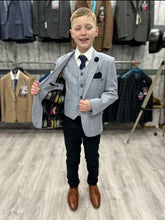 Load image into Gallery viewer, Cavani Sky Blue 3 Piece Suit with navy trouser