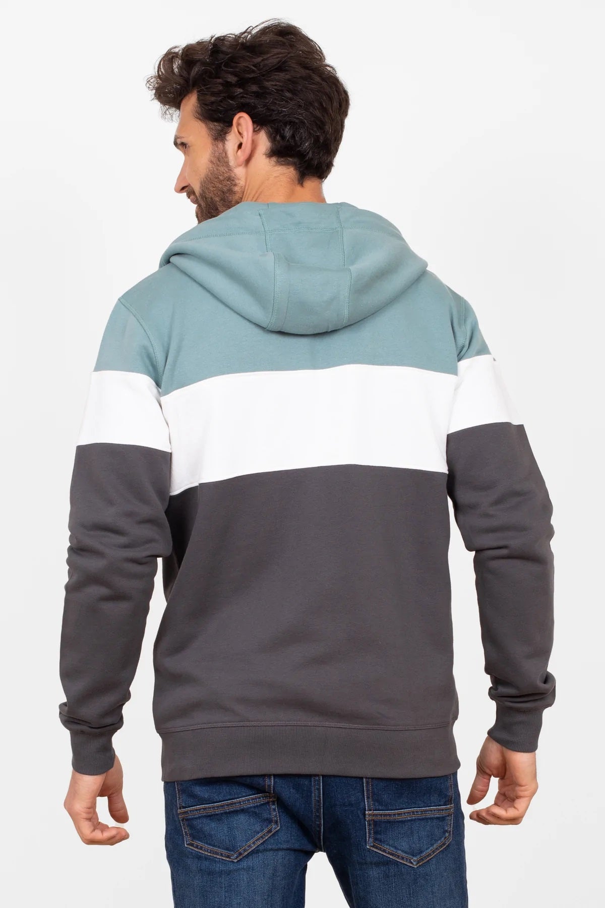 Colour Block Zip Thru Hoody - MJ's Menswear Derry
