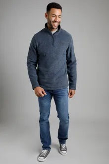 Newark eco quarter zip grid fleece navy