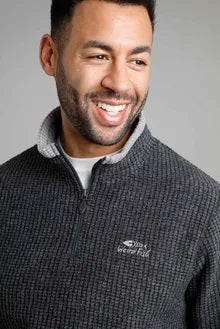 Newark eco quarter zip grid fleece washed black