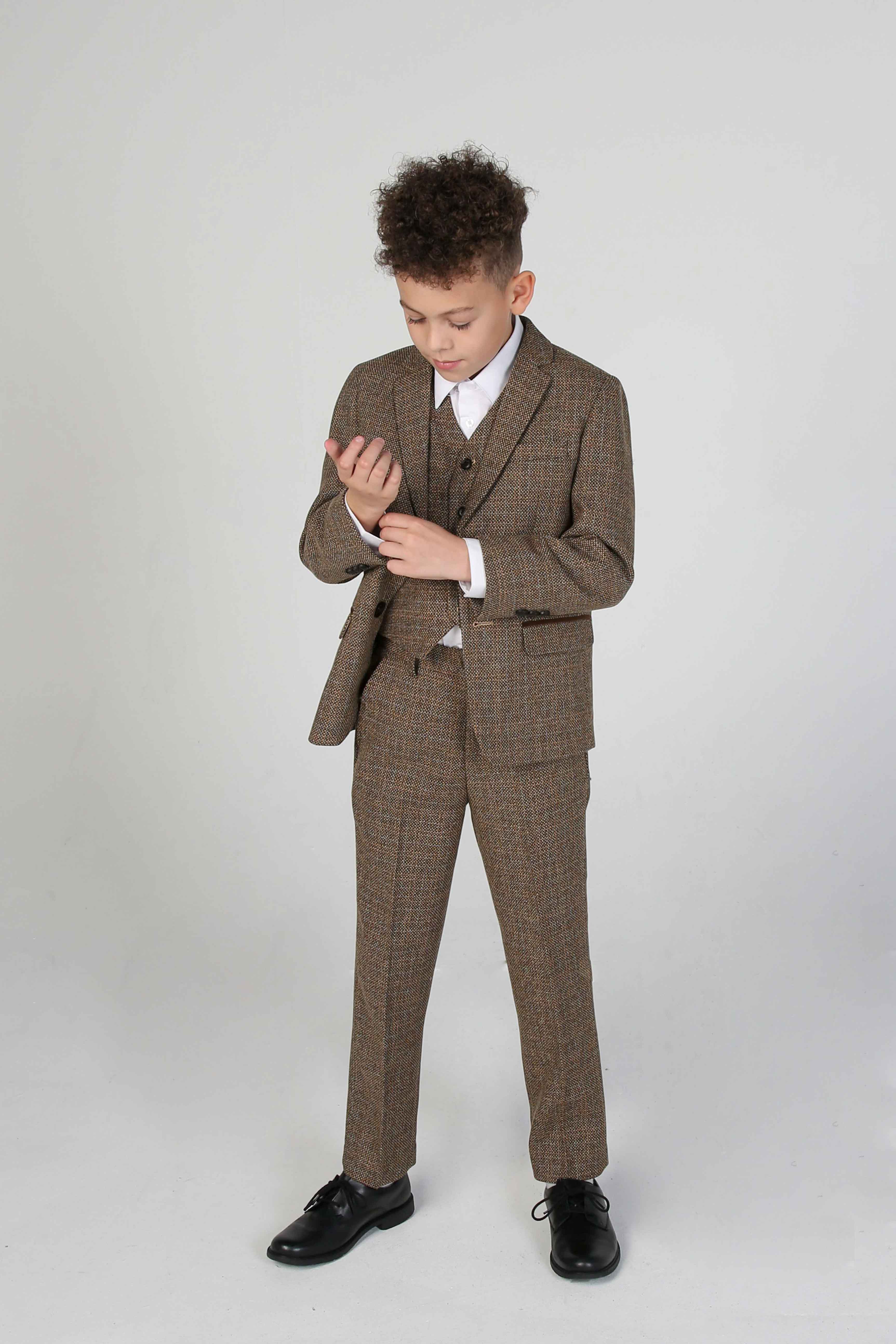 Boys Full Sleeves Suit - Brown main image 0