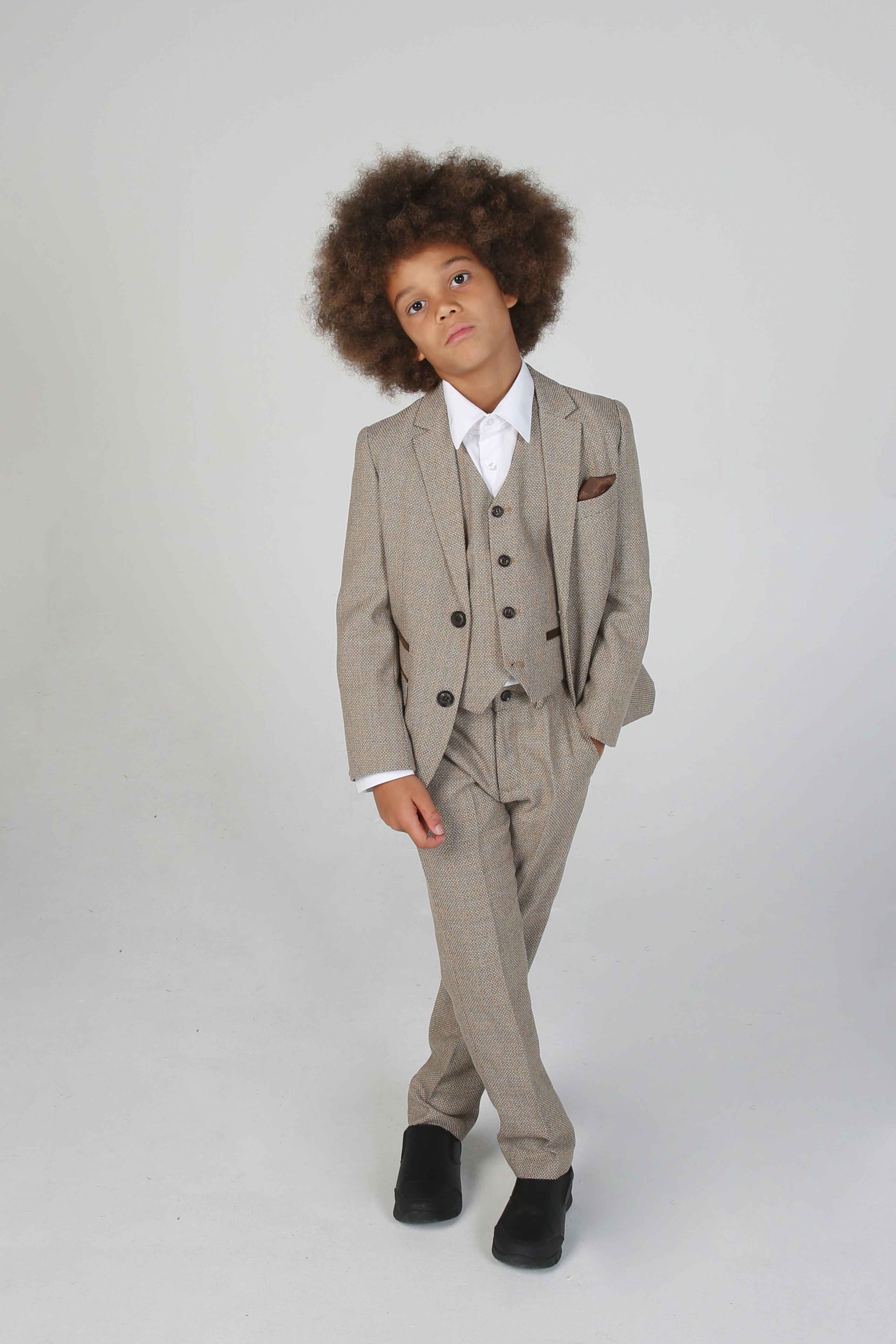 Boys Full Sleeves Suit - Beige main image 1