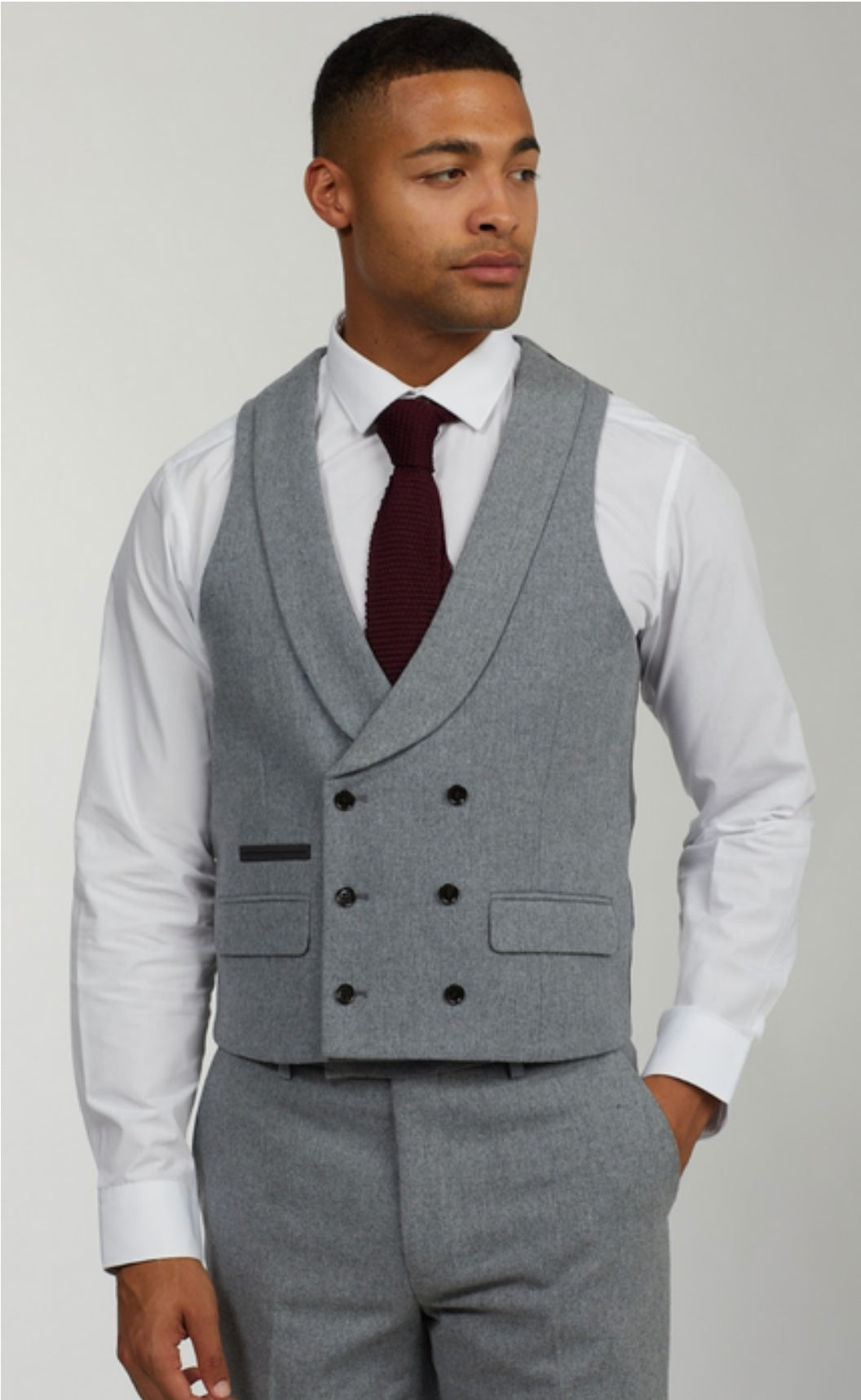 Reece Wool Tweed Three Piece Slim Fit Suit In Grey - MJ's Menswear Derry