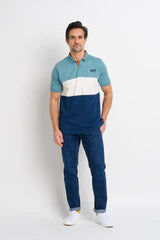 Blue Colour Block Polo
