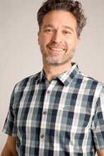 Load image into Gallery viewer, Judd Short Sleeve 100% Cotton Check Dusty Blue