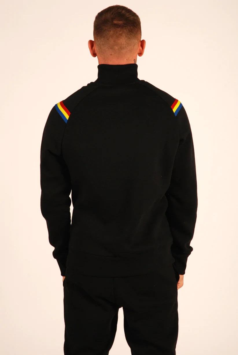 KRONK One Colour Gloves Quarter Zip Track Top Sweatshirt Black - MJ's Menswear Derry