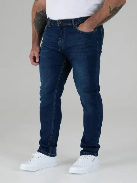 AMBROSE Tapered Fit Stretch Jeans in Dark Blue